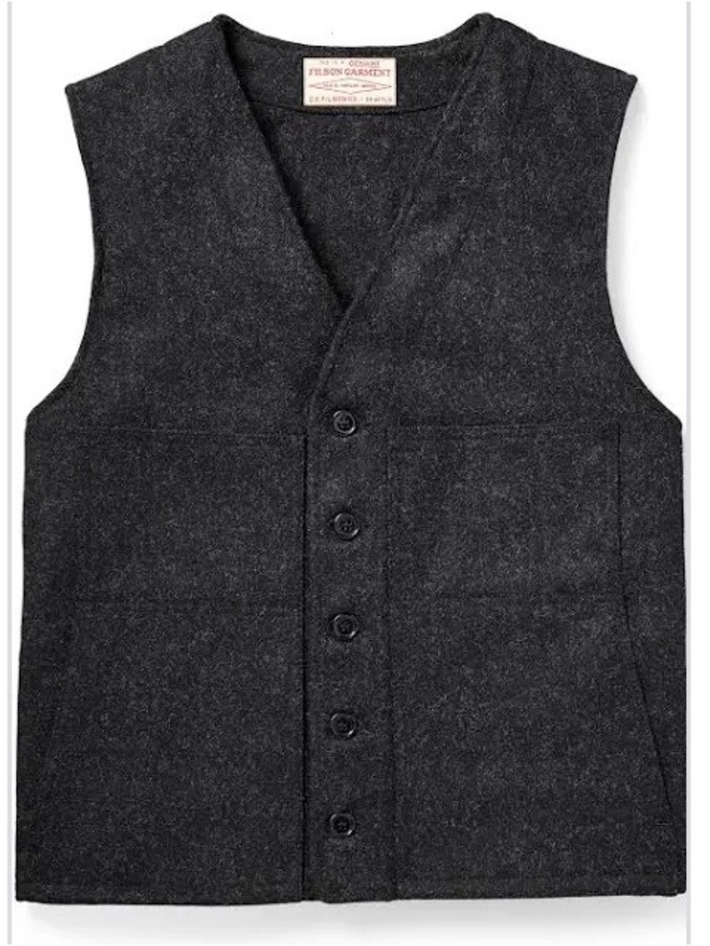 Filson Mackinaw Wool Vest in Charcoal - MADE IN USA - Medium
